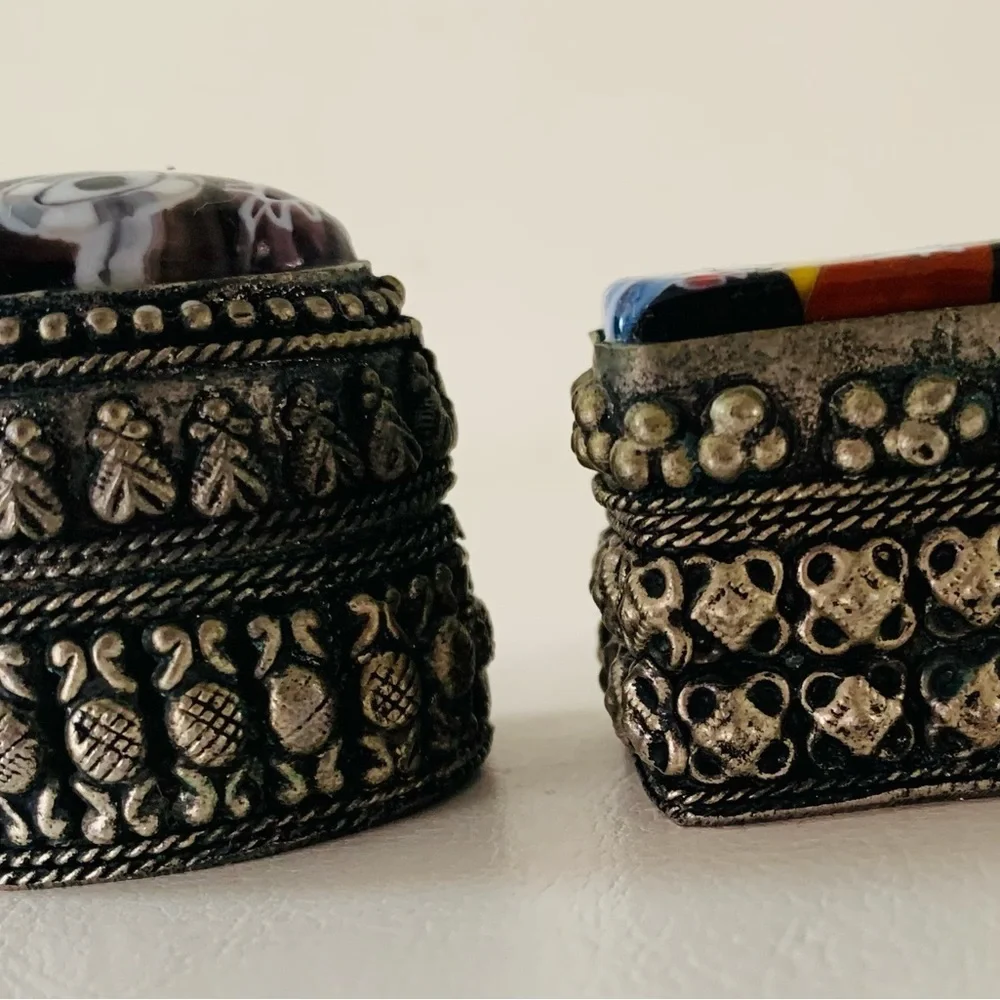 Vintage Murano millefiori trinket boxes